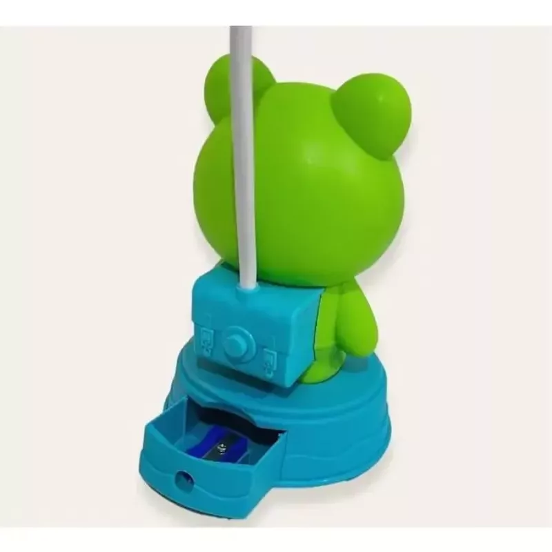 Kiddyz NL1 Space Froggy vaikiška naktinė lemputė ir stalinė lempa (20x10 cm) su USB maitinimu ir pieštukų galąstuvu, žalia
