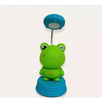Kiddyz NL1 Space Froggy vaikiška naktinė lemputė ir stalinė lempa (20x10 cm) su USB maitinimu ir pieštukų galąstuvu, žalia