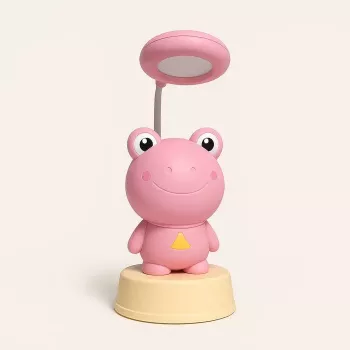 Kiddyz NL2 Space Froggy vaikiška naktinė lemputė-stalinė lempa (20x10cm) su USB maitinimu ir pieštukų galąstuvu, rožinė