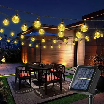 Elight Garden Decor Solar IP65 LED stikliniai rutuliai girlianda 7m 40 lempučių šilta balta