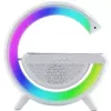 Elight G Shape Speaker Lamp su RGB LED apšvietimu ir belaidžiu išmaniųjų įrenginių įkrovikliu balta