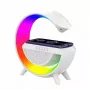 Elight G Shape Speaker Lamp su RGB LED apšvietimu ir belaidžiu išmaniųjų įrenginių įkrovikliu balta