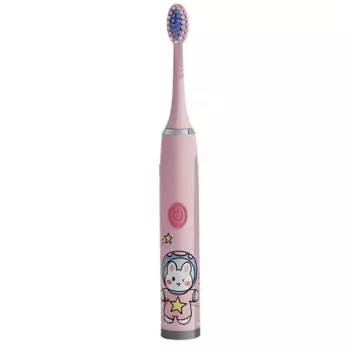 Kiddyz T1 Electric Sonic Toothbrush for Kids 3-12 Years, USB Rechargeable, 2 Brush Heads, Pink
