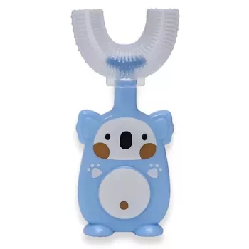 Kiddyz U1 Manual Toothbrush for Kids 2-6 Years, U-Shape Soft Silicone Bristles, Dustproof Case, Blue