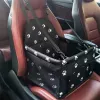 iLike Small Dog & Cat Car Travel Carrier Waterproof & Foldable Black Paw Print