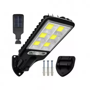 Elight LU17 Saulės LED gatvės šviestuvas 120 COB PIR jutiklis + vandeniui atsparus dizainas ABS konstrukcija Juoda