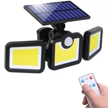 Elight Solar Sensor Wall Light 3in1 LS6 su judesio jutikliu, nuotolinio valdymo pulteliu ir laidiniu saulės baterijos skydeliu, juoda