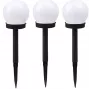 Elight Garden Solar Globe Light Set 3pcs 10cm Cold White LED with Dusk Sensor Waterproof Black