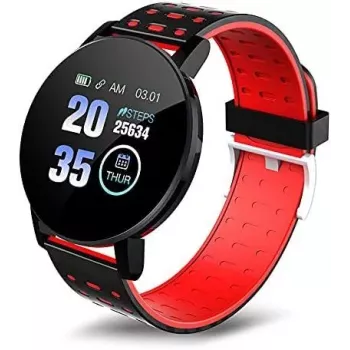 iWear Smart Band 119s Plus Fitness Tracker Heart Rate & Sleep Monitor Black Red