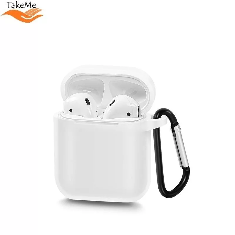 TakeMe Apple Ultra-plonas minkštas silikoninis apsauginis dėklas AirPods baltas