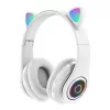 Bemi B39 Vaikiškos katės ausinės Bluetooth belaidės su FM radiju, MP3, MicroSD ir skambučiais - balta