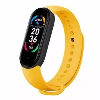 iWear SM6 išmanioji apyrankė – kūno rengybos sekimo įrenginys IP67 su širdies ritmo ir kraujospūdžio / socialinių pranešimų / miego stebėjimu, geltona