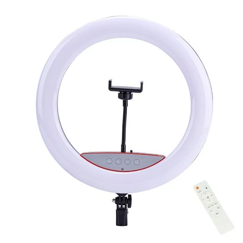 Elight SR14 36cm LED žiedinė šviesa su išmaniojo telefono laikikliu + 220V adapteriu + Bluetooth nuotolinio valdymo pultu juoda