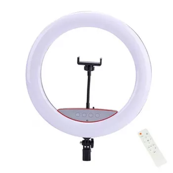 Elight SR14 36cm LED žiedinė šviesa su išmaniojo telefono laikikliu + 220V adapteriu + Bluetooth nuotolinio valdymo pultu juoda