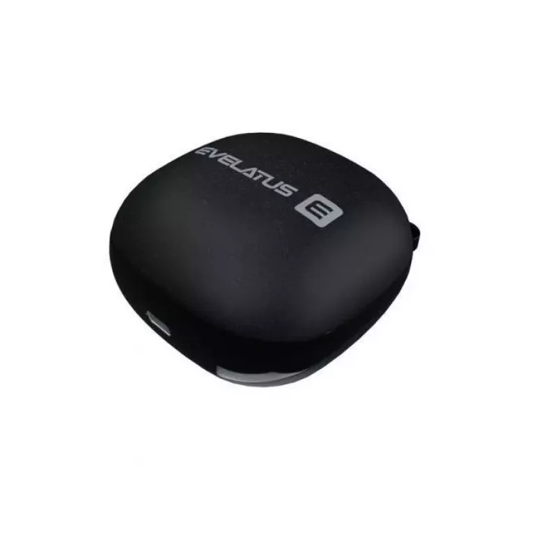 EVELATUS EBE01BK Tikri belaidžiai stereo ausinės su Bluetooth 5.0, IPX4, juodos