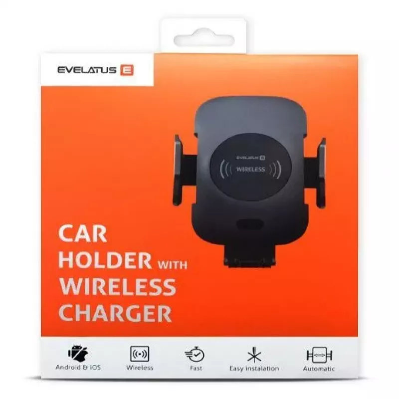 Evelatus automobilinis laikiklis su belaidžiu įkrovimu 10W WCH01 juodas