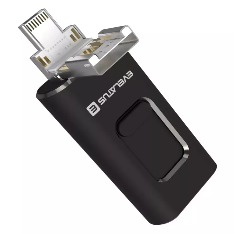 Evelatus USB Flash 4in1 64GB EFD03 (USB, Micro, Type C ir iPhone) Juoda