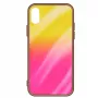 Evelatus Samsung A40 Water Ripple Gradient Color Anti-Explosion Tempered Glass Case Gradient Yellow-Pink