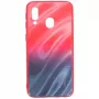 Evelatus Samsung Galaxy A40 Water Ripple Gradient Color Anti-Explosion Tempered Glass Case Gradient Red-Black