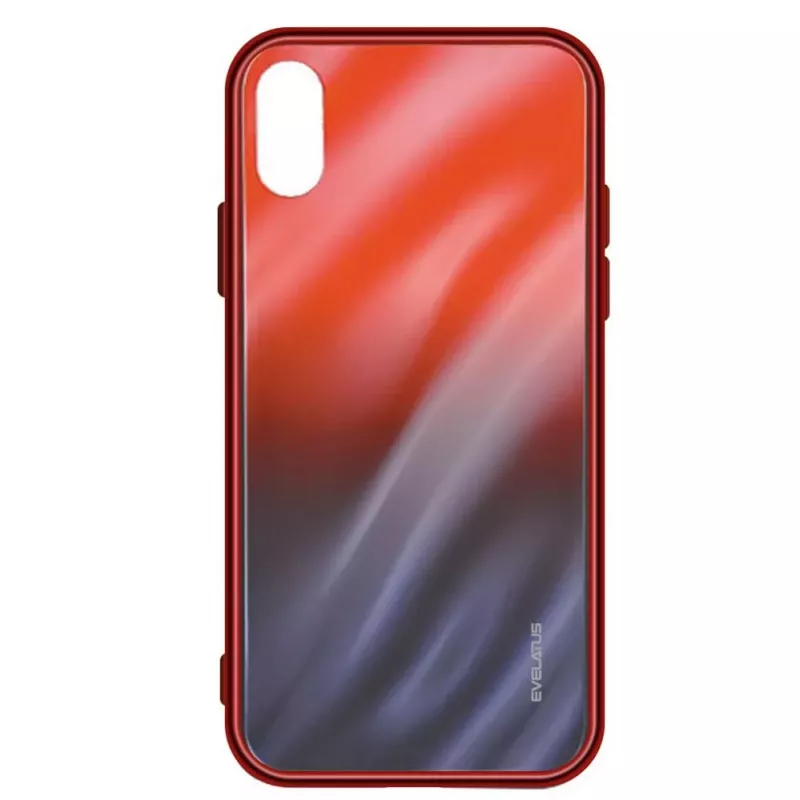 Evelatus Samsung Galaxy A70 Water Ripple Gradient Color Anti-Explosion Tempered Glass Case Gradient Red-Black
