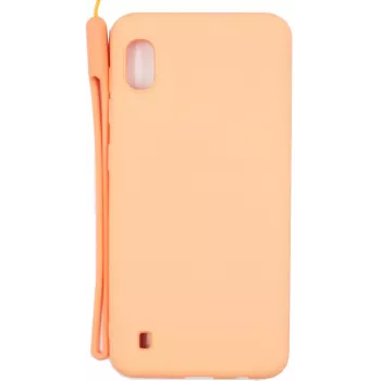 Evelatus Samsung Galaxy A10 Soft Touch Silicone Case with Strap Pink
