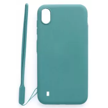 EVELATUS Samsung Galaxy A10 Soft Touch Silicone Case with Strap Blue