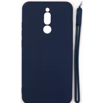 EVELATUS Xiaomi Redmi 8 Soft Touch Silicone Case with Strap Dark Blue