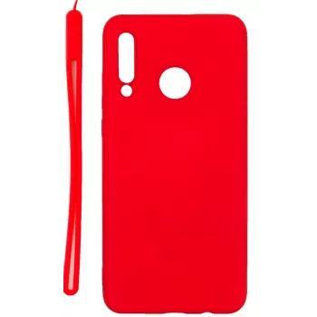 Evelatus Huawei P30 Lite Soft Touch Silicone Case with Strap Red