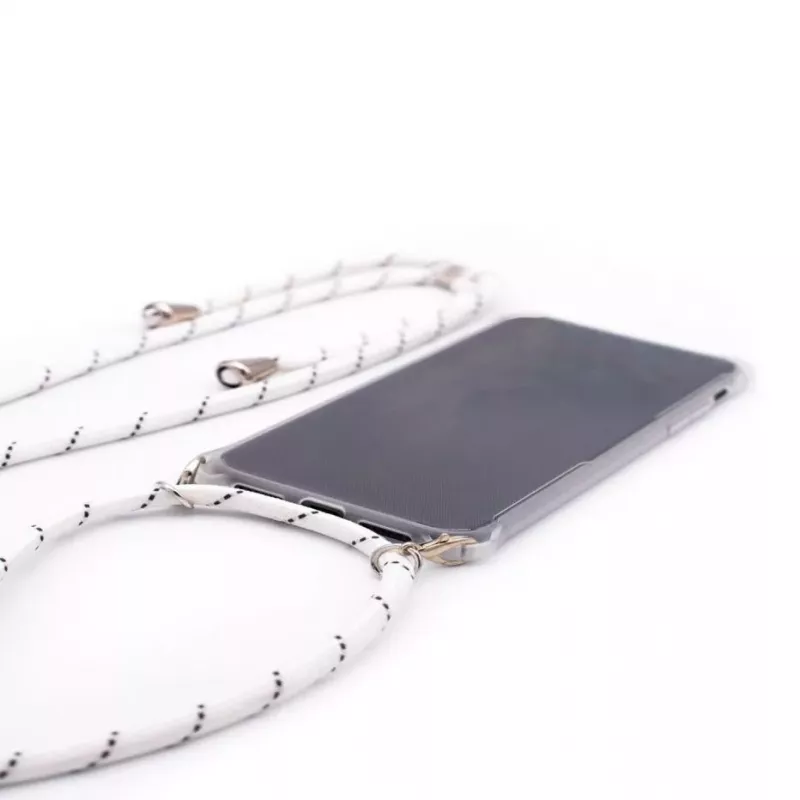 Evelatus Samsung Galaxy A70 dėklas su virvute baltomis juostelėmis permatomas TPU galinis dangtelis