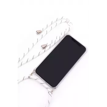 Evelatus Samsung Galaxy A70 dėklas su virvute baltomis juostelėmis permatomas TPU galinis dangtelis