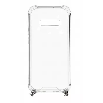 Evelatus Samsung Galaxy S10 dėklas su virvelės juostelėmis juodas permatomas