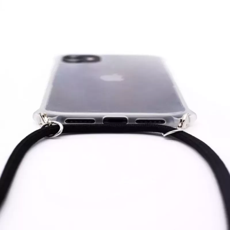 Evelatus Apple iPhone 11 Pro Max dėklas su virvele, juodas permatomas