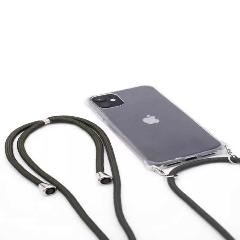 Evelatus Apple iPhone 11 Pro Max dėklas su virvute, žalias permatomas