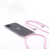 EVELATUS Apple iPhone X/XS dėklas su virvutės juostelėmis rožinis permatomas