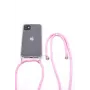 EVELATUS Apple iPhone X/XS dėklas su virvutės juostelėmis rožinis permatomas