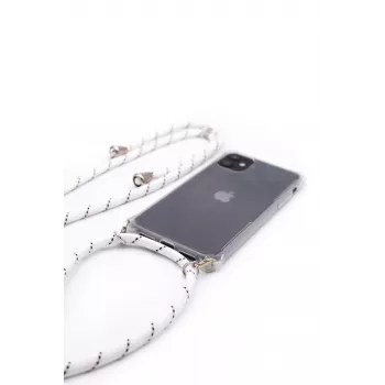 Evelatus Apple iPhone X/XS dėklas su virvele White Stripes permatomas