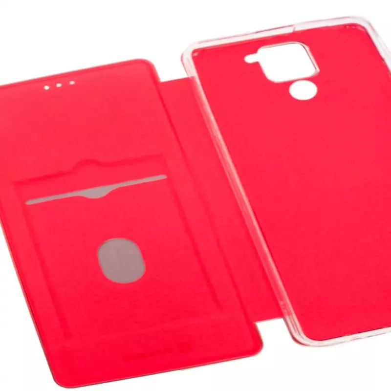 Evelatus Book Case, skirtas „Xiaomi Redmi Note 9“, vyno raudonos spalvos, PU odos, piniginės dėklas su kortelių kišenėmis ir stovu