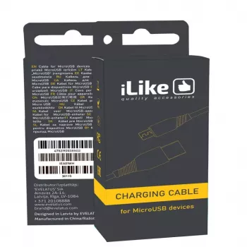 iLike įkrovimo laidas MicroUSB ICM01 baltas