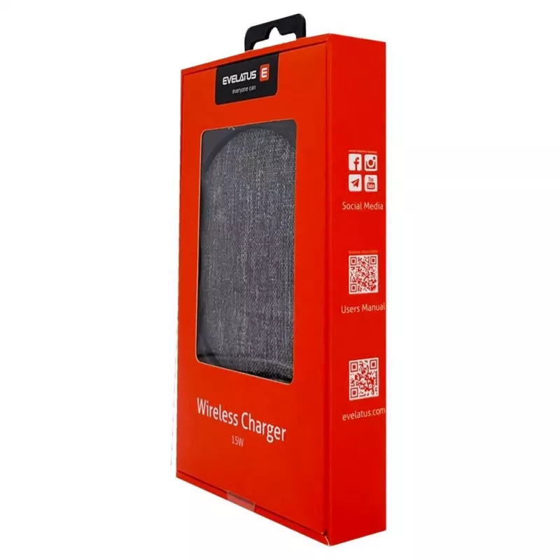 Evelatus Wireless Desk Charger EWC04 Fabric - 10W Qi įkrovimo padėklas