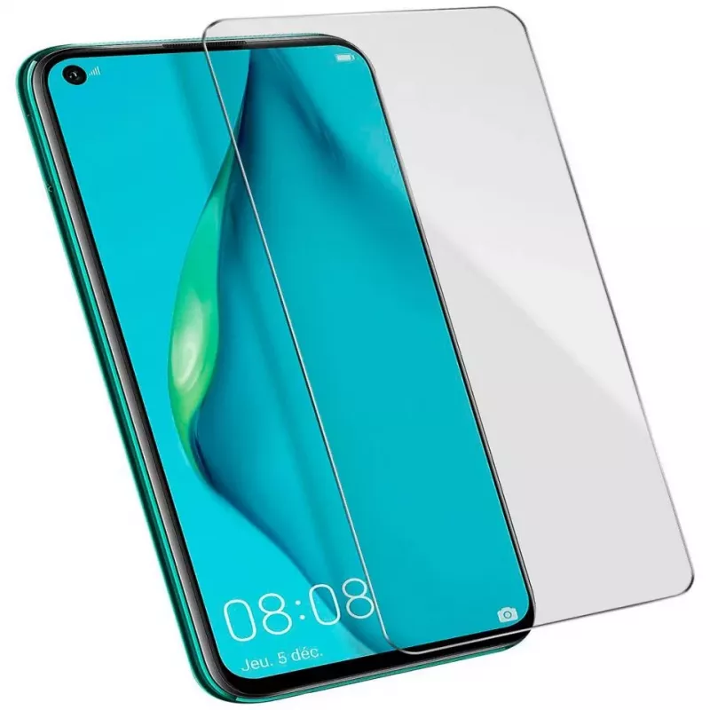Evelatus apsauginis stiklas, skirtas Huawei P40 lite, 0.33mm plokščias grūdintas stiklas, skaidrus, Japan Glue, antistatinis