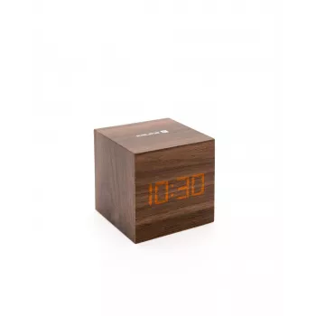 Evelatus Multifunctional Clock EMC02 Wooden - Skaitmeninis LED žadintuvas su temperatūros rodymu, rudos medienos tekstūra