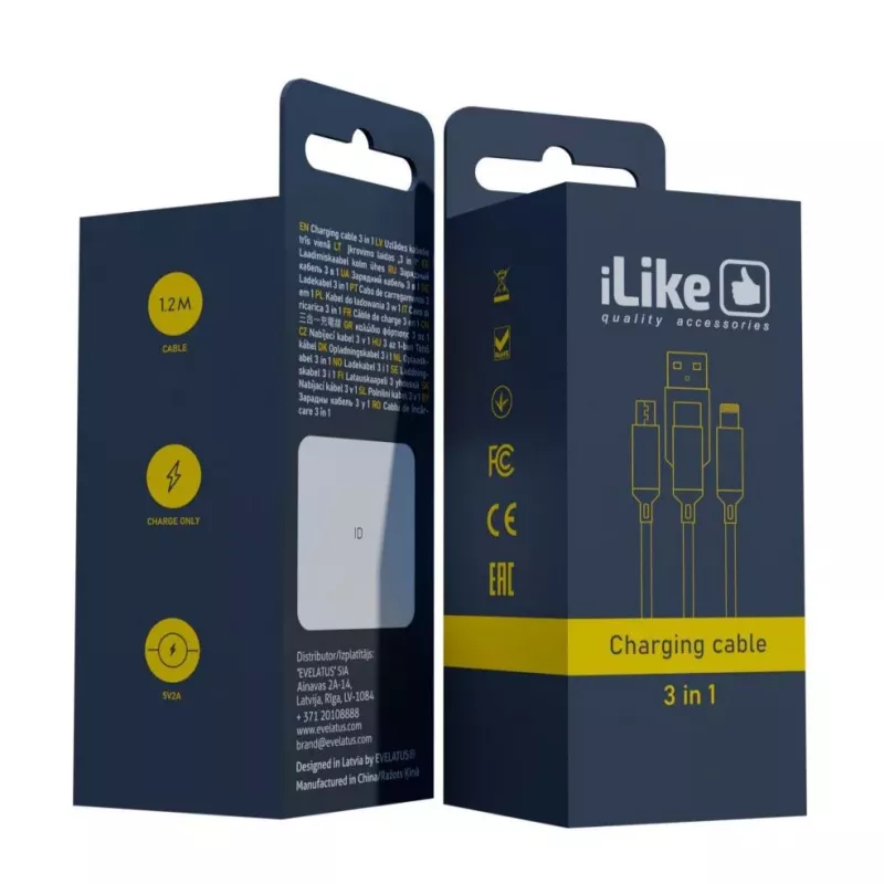 iLike Charging Cable 3 in 1 CCI02 Blue