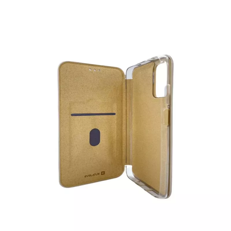 Evelatus Book Case, skirtas Xiaomi Redmi 9T – Auksinis – PU oda su TPU vidiniu korpusu, piniginės tipo dėklas su stovu ir kortelių kišenėmis