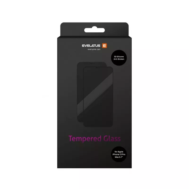 Evelatus Apple iPhone 14 Plus / 13 Pro Max Rubber Anti-Broken 3D Glass Full Cover Japan Glue Anti-Static Screen Protector