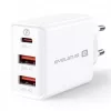 Evelatus ETC06 kelioninis įkroviklis EU sieninis 3 prievadai 32W USB-C / USB-A2 baltas