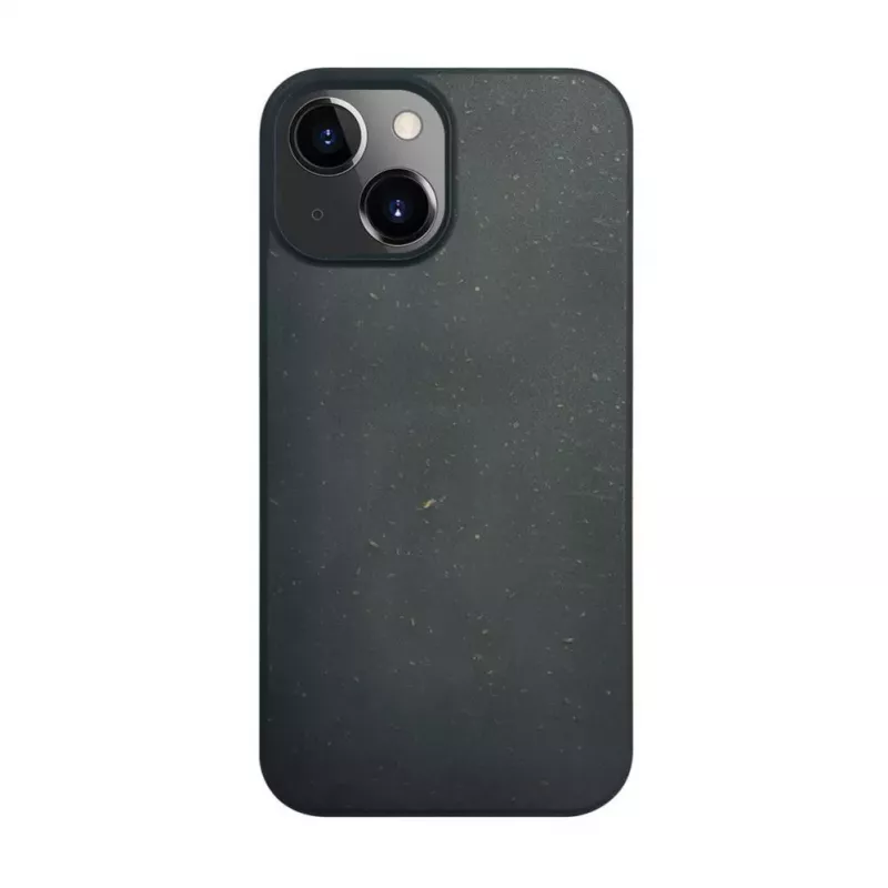 iLike Apple iPhone 14 Silicone Plastic Case Eco Print Design Black