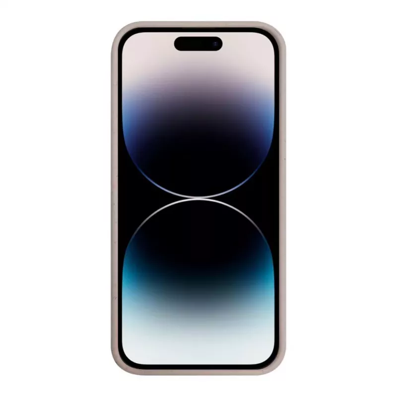 iLike Apple iPhone 14 Pro Silicone Plastic Case Eco Print Design Beige