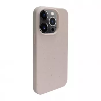 iLike Apple iPhone 14 Pro Silicone Plastic Case Eco Print Design Beige