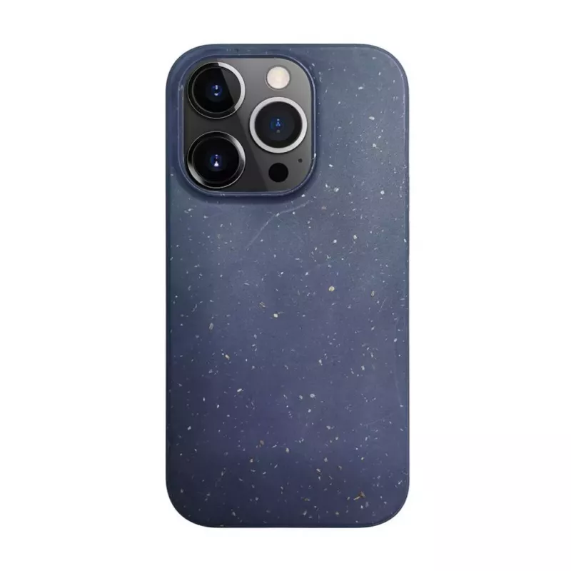 iLike Apple iPhone 14 Pro Max Silicone Plastic Case Eco Print Design Blue