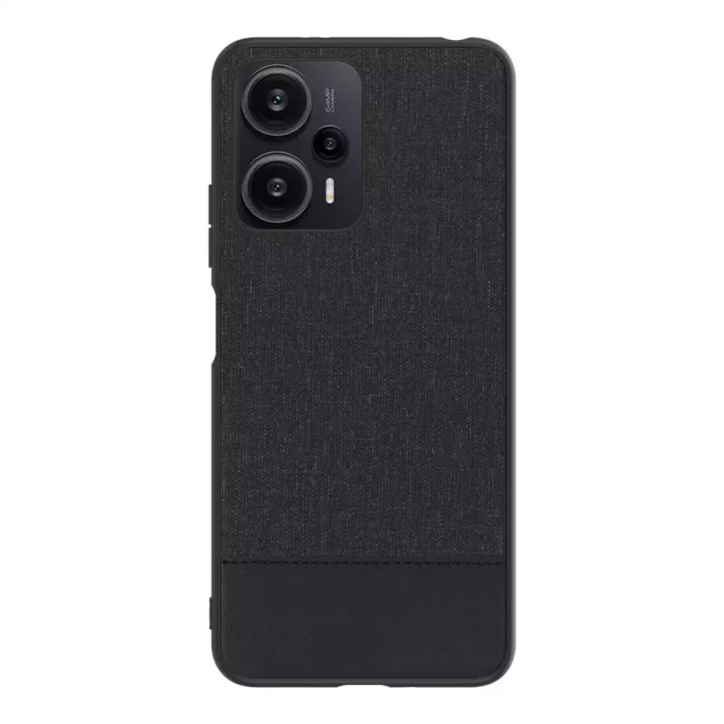 iLike Xiaomi Redmi Note 12 / Poco X5 Plastikinės Odos Nugarėlės Dangtelis Juodas